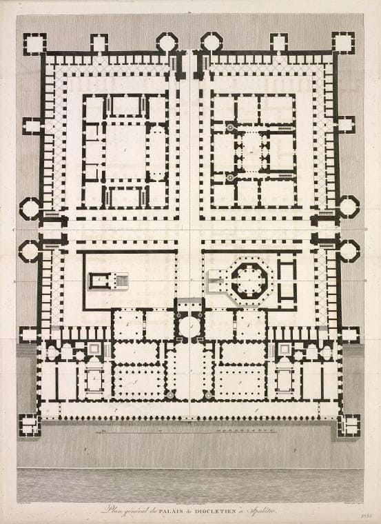 Art Print : Plan General du Palais de Diocletien a Spalatro, 1802 - Vintage Wall Art
