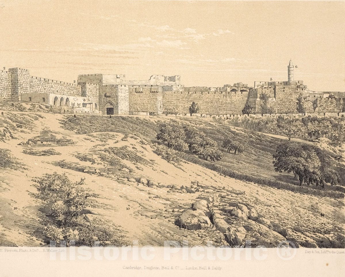 Art Print : 1864, Ancient Citadel of The Jebusites, Afterwards That of David - Vintage Wall Art