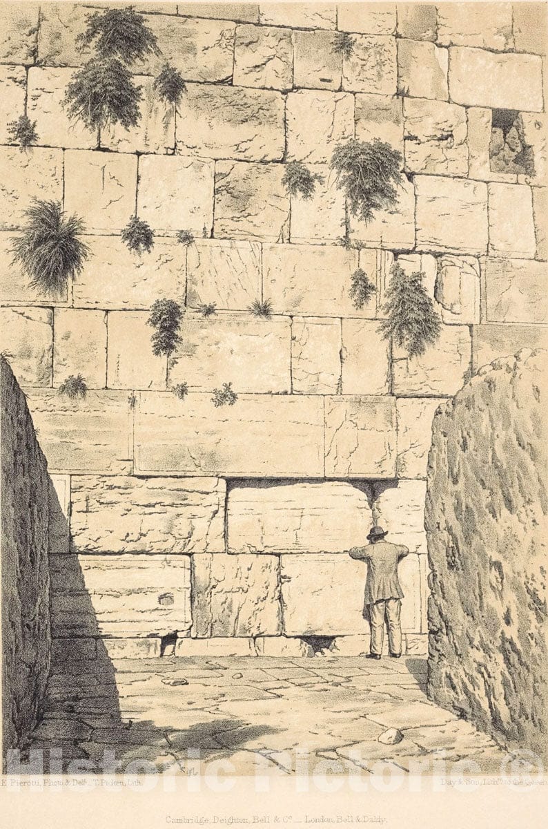 Art Print : 1864, Wailing-Place of The Jews. A Portion of The Ancient Wall of The Temple - Vintage Wall Art