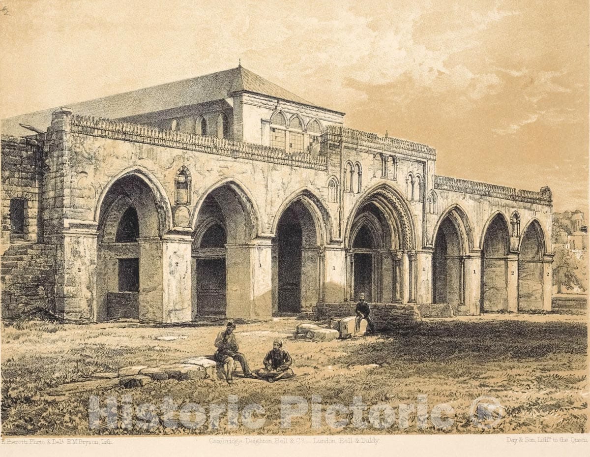 Art Print : 1864, Facade of The Mosque el-Aksa. - Vintage Wall Art
