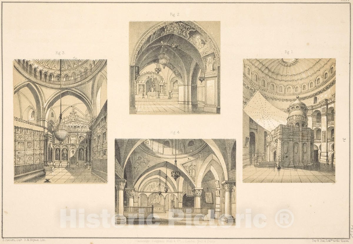 Art Print : 1864, Interior Views of The Church of The Resurrection, viz. Great Dome - Vintage Wall Art