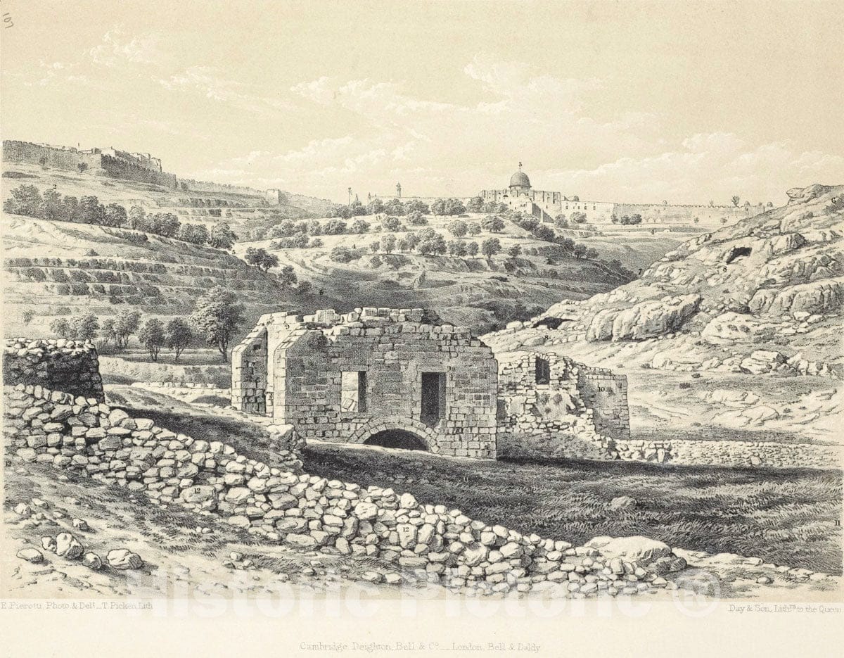 Art Print : 1864, South-Eastern Extremity of The Valley of Siloam. - Vintage Wall Art