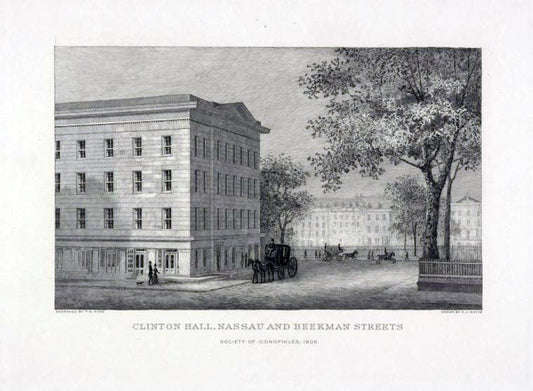 Art Print : 1906, Clinton Hall, Nassau and Beekman Streets - Vintage Wall Art