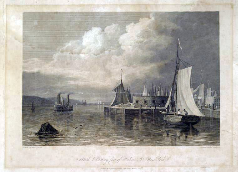 Art Print : North Battery, Foot of Hubert Stt. New-York - Vintage Wall Art