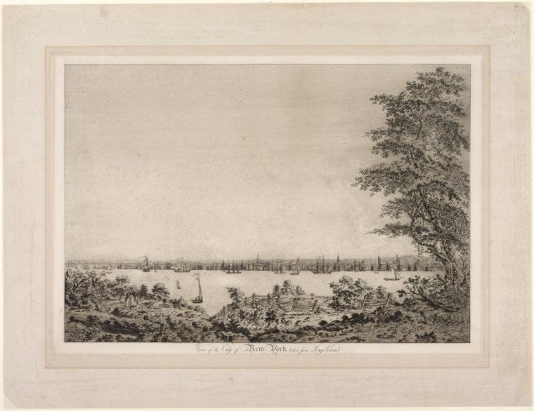 Art Print : 1803, View of The City of New York Taken from Long Island. - Vintage Wall Art V2