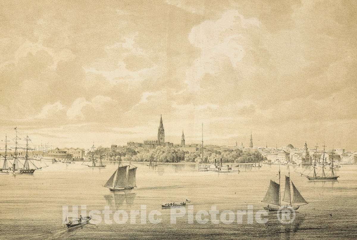 Art Print : View of New York from The South East. - Vintage Wall Art