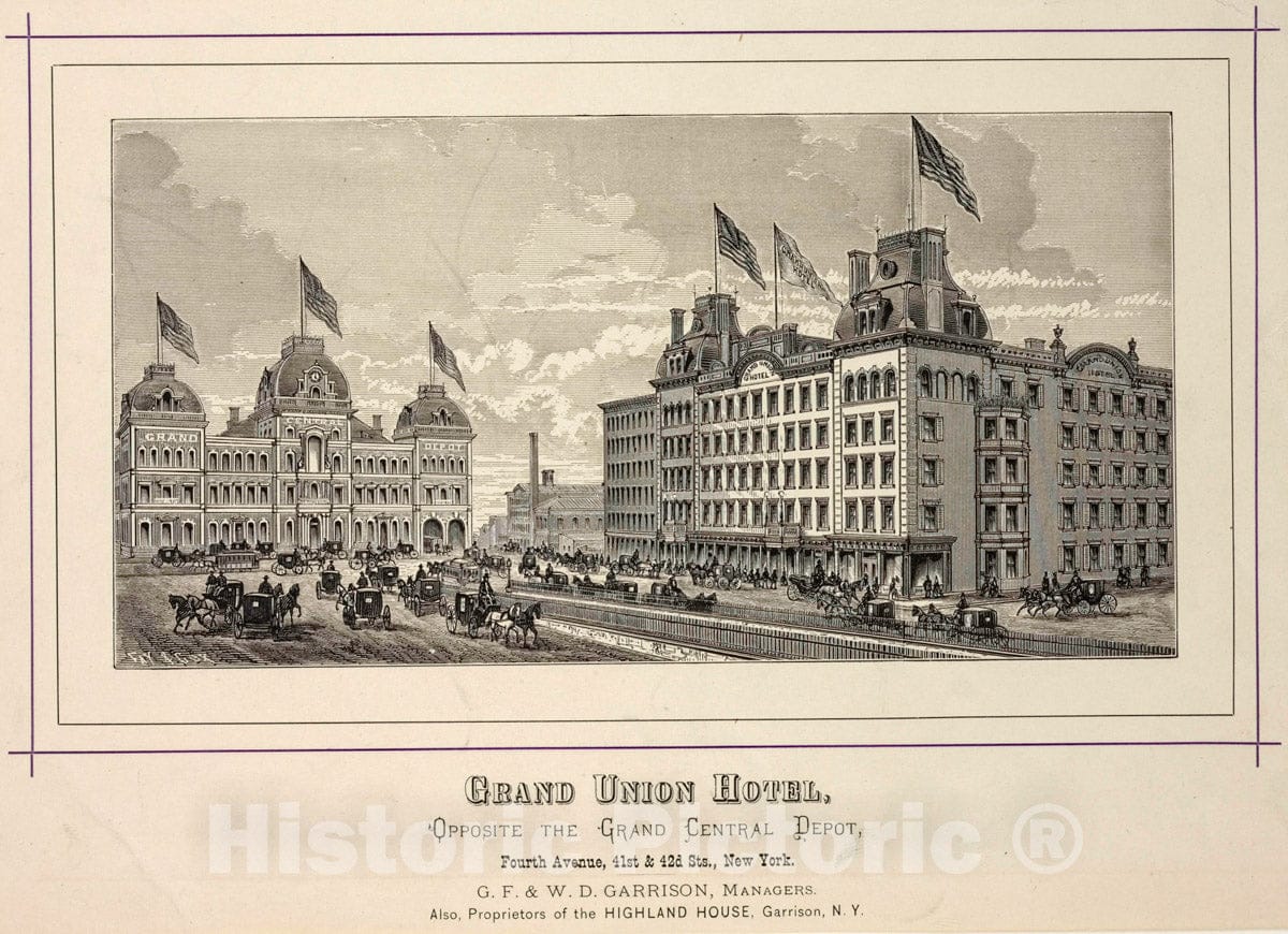 Art Print : Grand Union Hotel, Opposite The Grand Central Depot, Fourth Avenue, 41st & 42nd - Vintage Wall Art