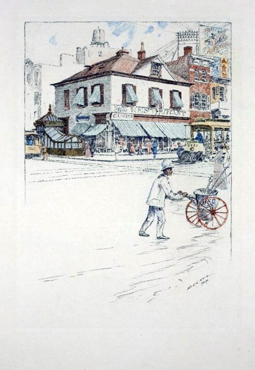 Art Print : 1908, Oyster Market on West Street, 1903. - Vintage Wall Art
