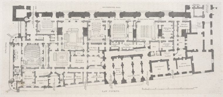 Art Print : Law Courts; Westminster Hall, 1753 - Vintage Wall Art