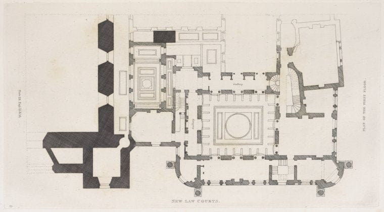 Art Print : New Law Courts, 1753 - Vintage Wall Art V3