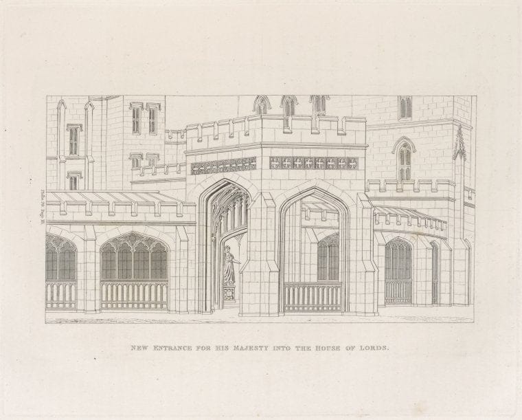 Art Print : New Entrance for his Majesty into The House of Lords, 1753 - Vintage Wall Art