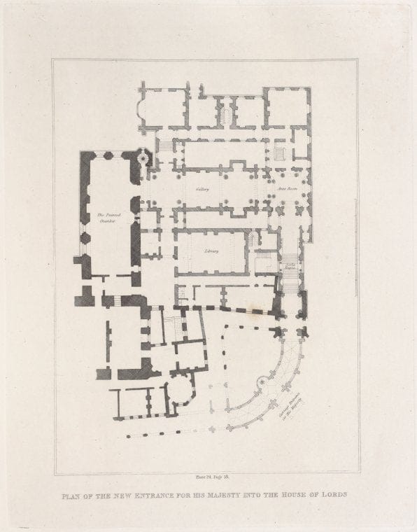 Art Print : Plan of The New Entrance for his Majesty into The House of Lords, 1753 - Vintage Wall Art