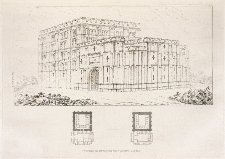 Art Print : Additional Building to Norwich Castle, 1753 - Vintage Wall Art