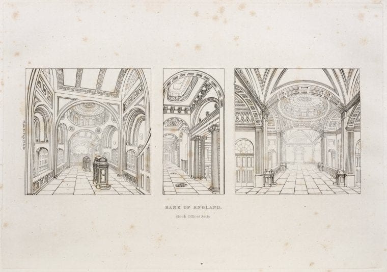 Art Print : Bank of England, Stock Offices, 1753 - Vintage Wall Art
