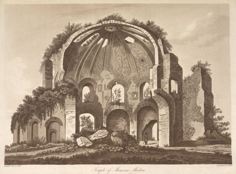 Art Print : Temple of Minerva Medica. - Text, 1768 - Vintage Wall Art