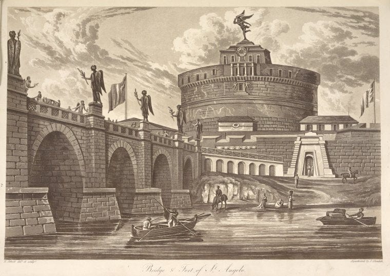 Art Print : Bridge and Fort of St. Angelo - Text, 1768 - Vintage Wall Art