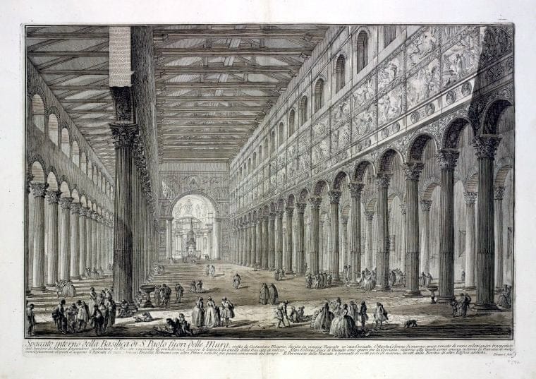 Art Print : 1748, Spaccato interno Della Basilica di S. Paolo fuori Delle Mura. - Vintage Wall Art