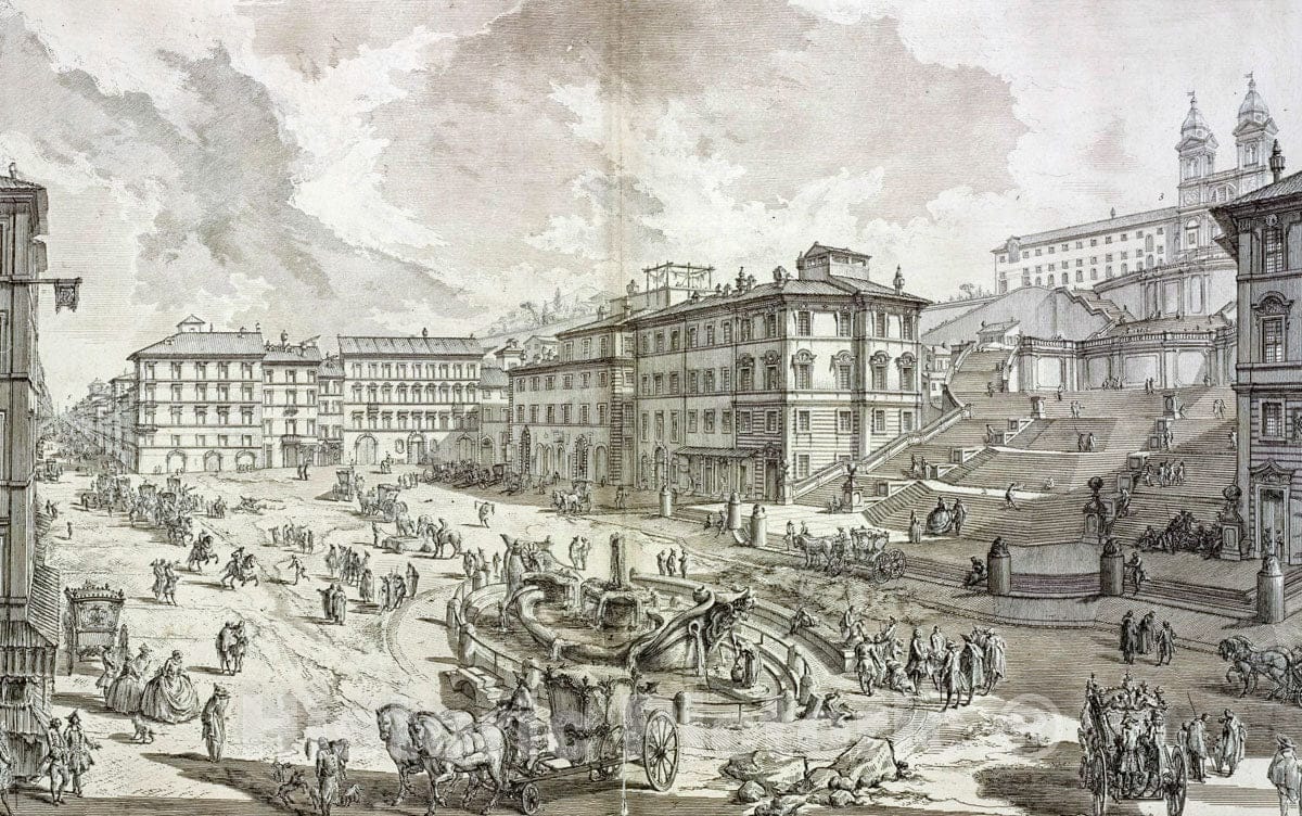 Art Print : 1748, Veduta di Piazza di Spagna. - Vintage Wall Art