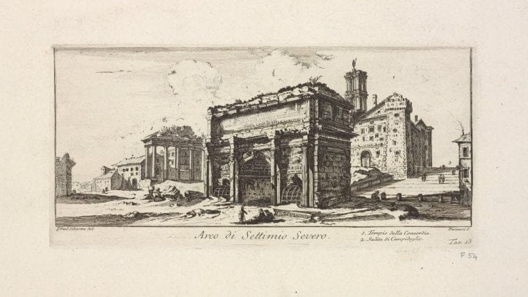 Art Print : 1748, Arco di Settimio Severo. Nel Mezzo di questo passava l'antica Via Sacra Che Port - Vintage Wall Art V2