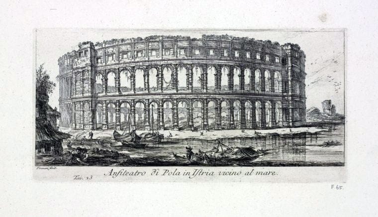 Art Print : 1748, Anfiteatro di Pola in Istria vicino al mare. - Vintage Wall Art