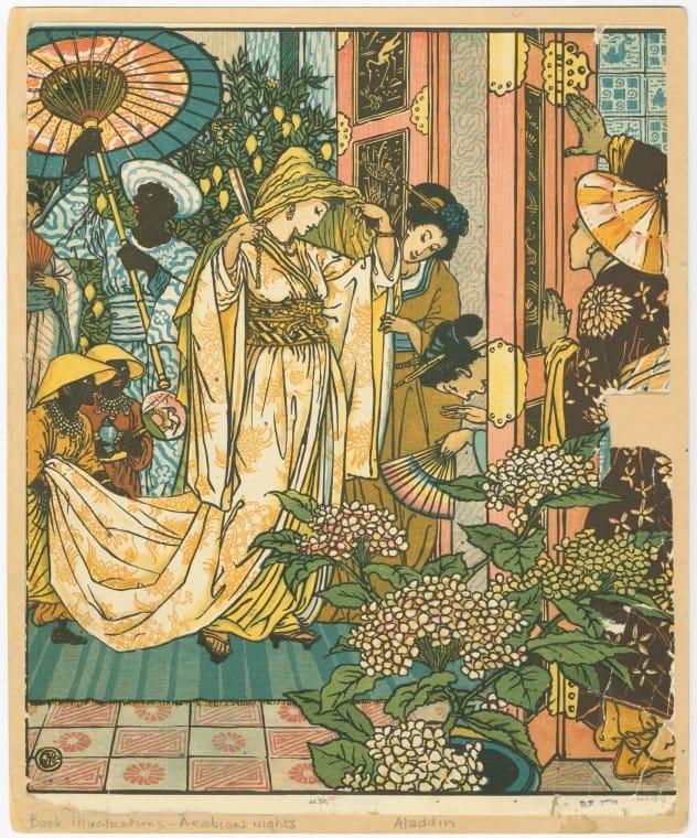 Art Print : [The Sultan's Daughter Coming with her Attendants from The Baths] - Vintage Wall Art