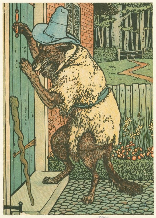 Art Print : [The Wolf Comes to The Grandmother's Cottage] - Vintage Wall Art