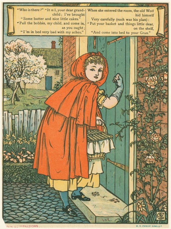 Art Print : Little Red Riding Hood at her Grandmother's Cottage - Vintage Wall Art