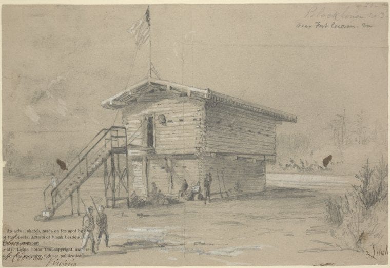 Art Print : 1861, Block House no. 3 Near Fort Corcoran, Arlington Heights, Va. - Vintage Wall Art