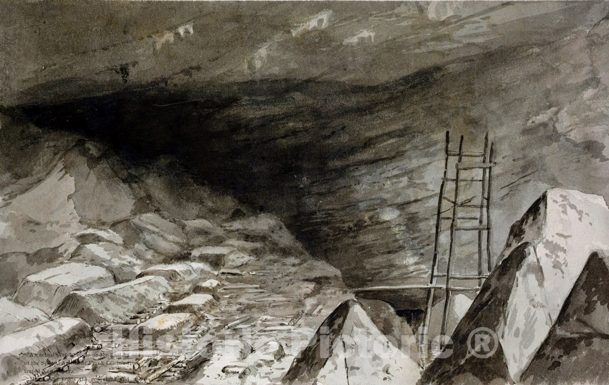 Art Print : 1861, Saltpeter Works in The cave at Shellmound, Tenn. (Nickajack Cave) - Vintage Wall Art