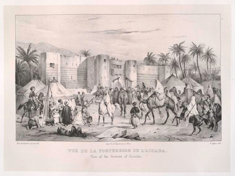 Art Print : 1830, Vue de la forteresse de l'Accaba [Aqabah]. - Vintage Wall Art