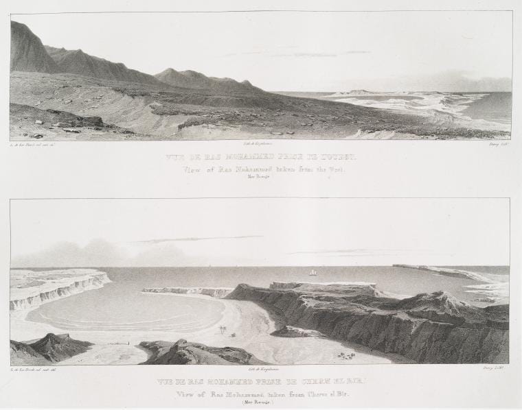 Art Print : 1830, Vue de Ras Muhammed, Prise de l'ouest (Mer Rouge); Vue de Ras Muhammed, Prise de Cherm el Bir (Mer Rouge). - Vintage Wall Art