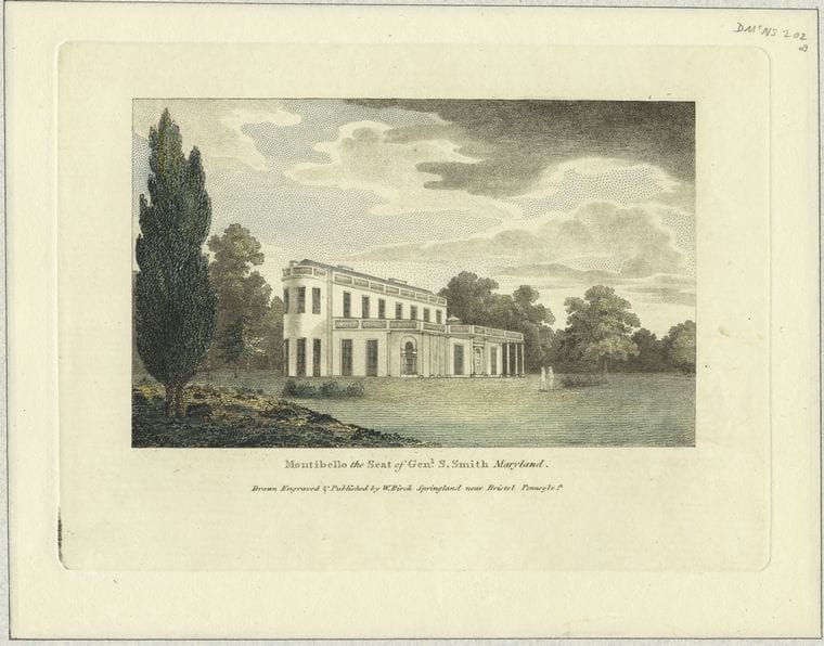 Art Print : Montibello The seat of Genl. S. Smith Maryland. - Vintage Wall Art