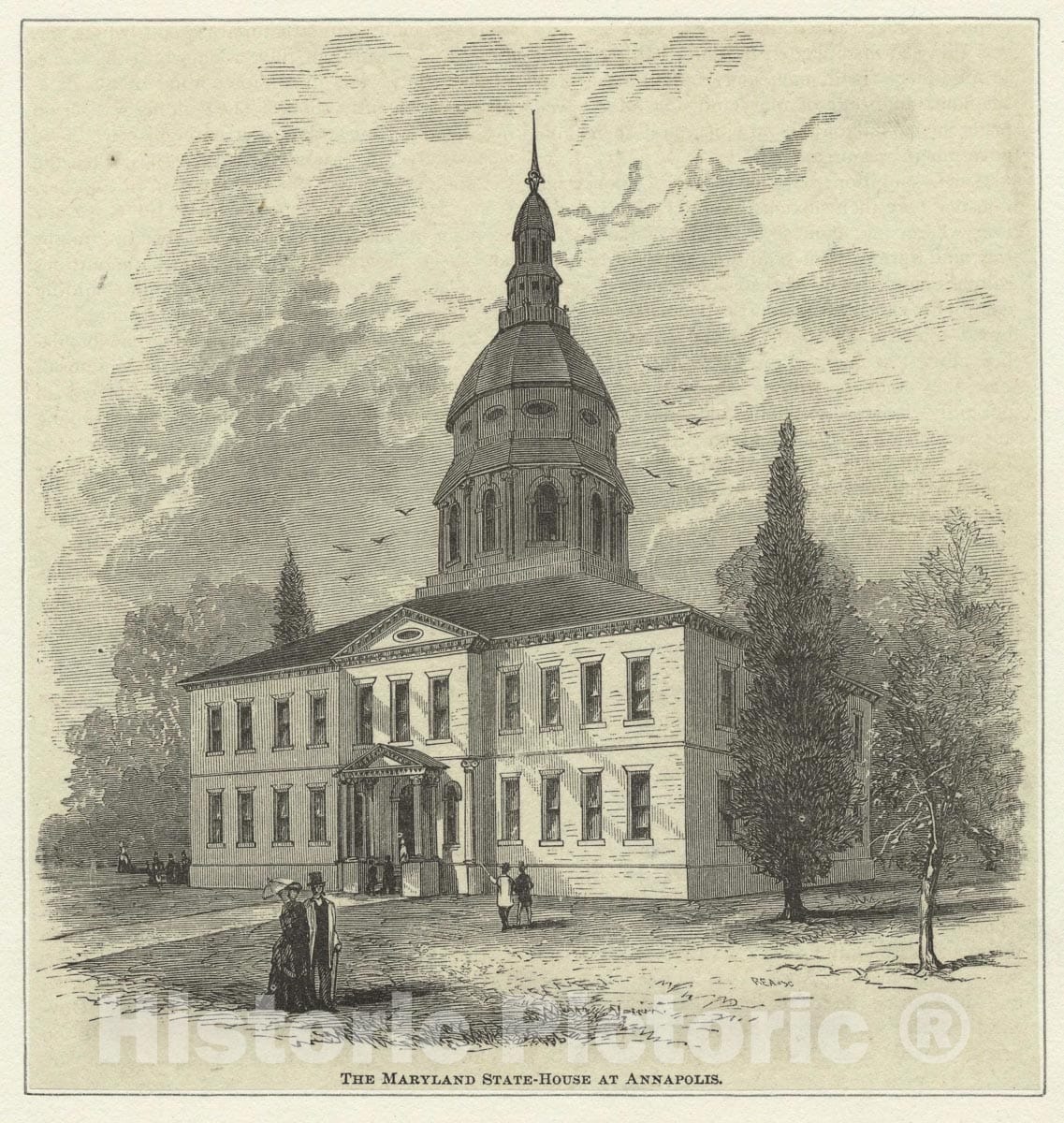 Art Print : 1875, The Maryland Statehouse at Annapolis. - Vintage Wall Art
