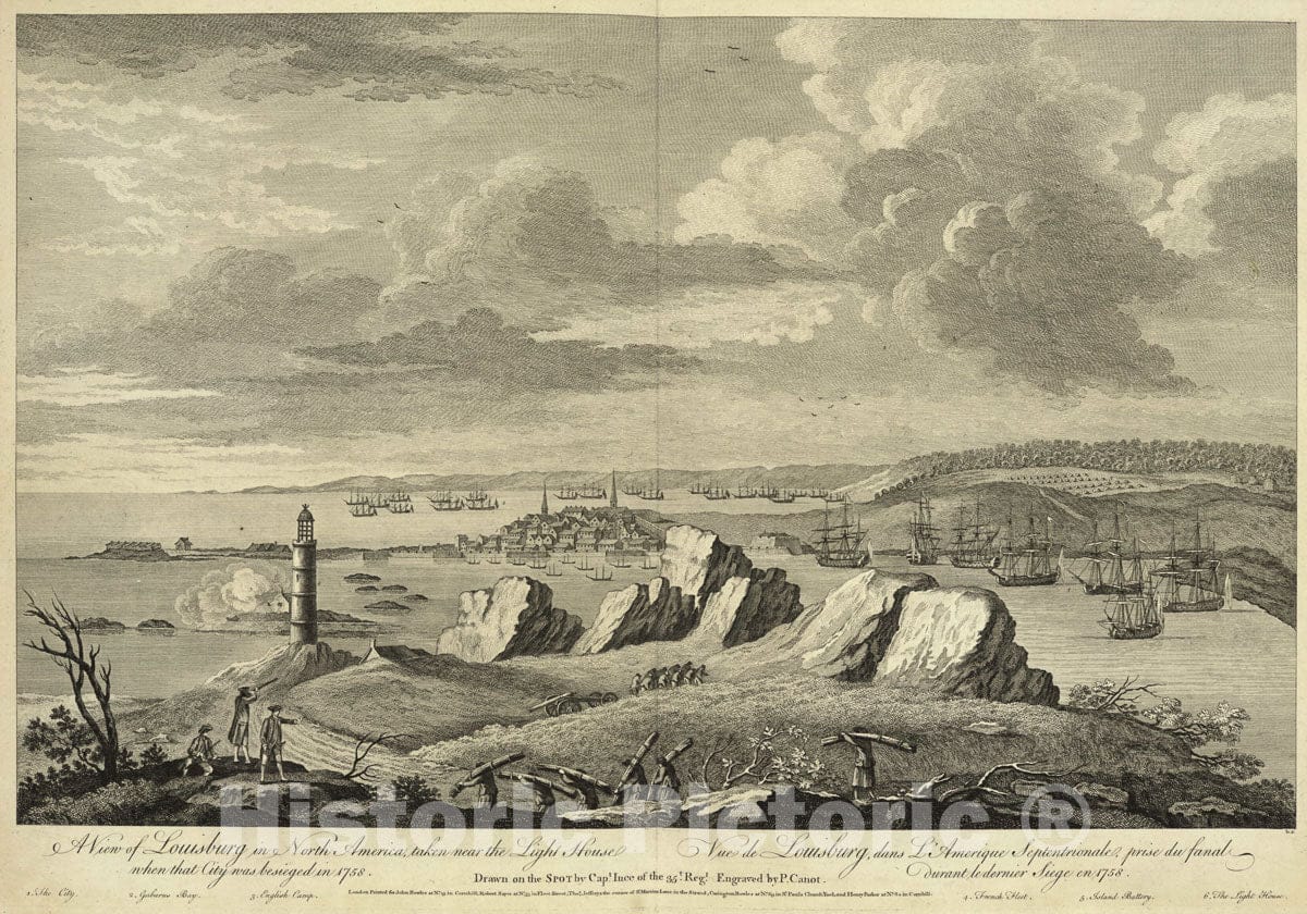 Art Print : 1760, A View of Louisburg in North America, Taken Near The Lighthouse. - Vintage Wall Art