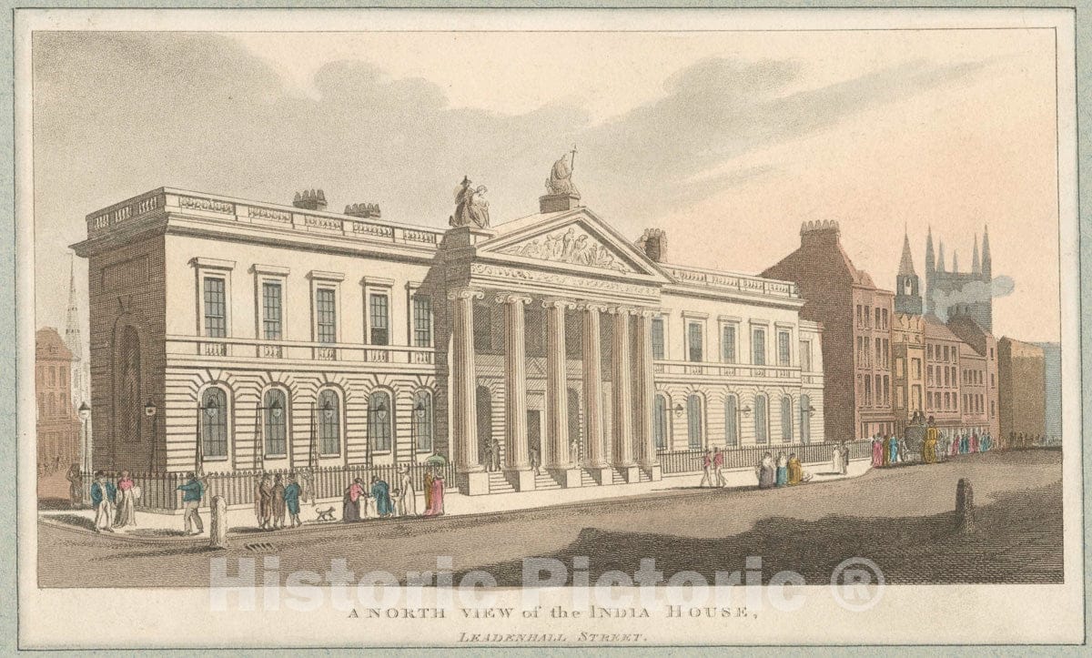 Art Print : A North View of The India House, Leadenhall Street. - Vintage Wall Art