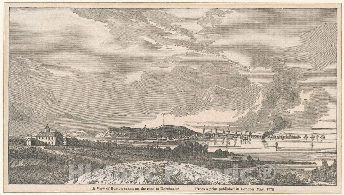 Art Print : A View of Boston Taken on The Road to Dorchester. - Vintage Wall Art
