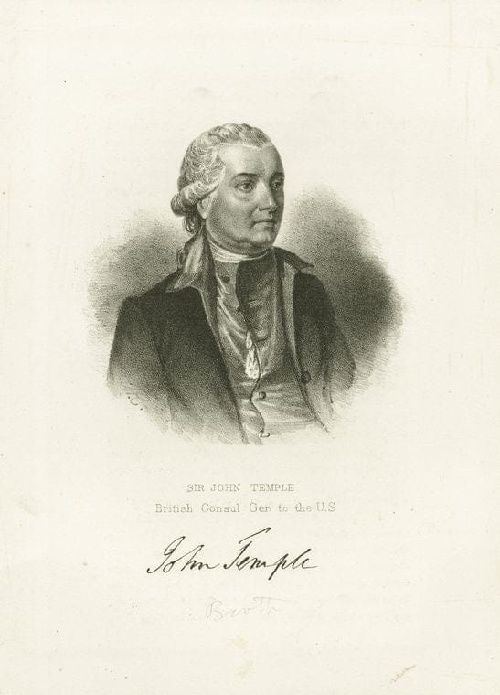 Art Print : c.1775 , Sir John Temple British Consul Gen. to The U.S. - Vintage Wall Art