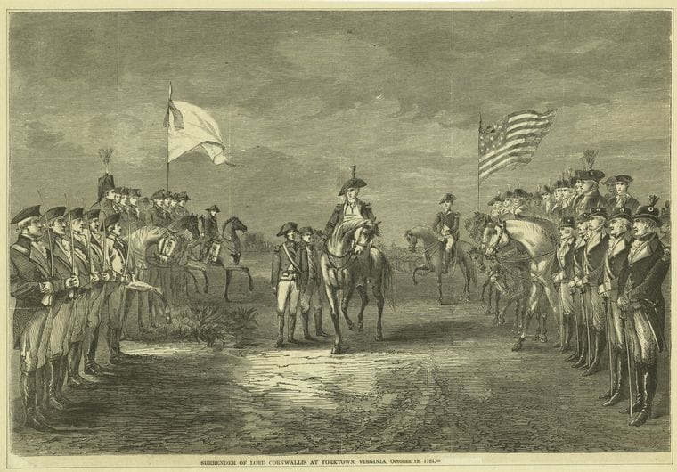 Art Print : c.1775 , Surrender of Lord Cornwallis at Yorktown, Virginia, October 19, 1781 - Vintage Wall Art