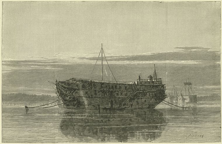 Art Print : c.1775 , [Prison Ship Jersey.] - Vintage Wall Art