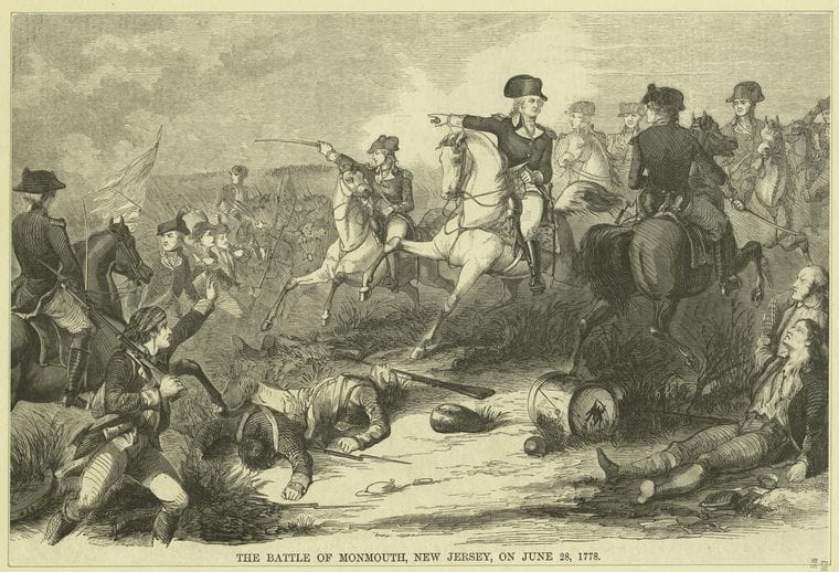 Art Print : c.1775 , The Battle of Monmouth, New Jersey, on June 28, 1778 - Vintage Wall Art