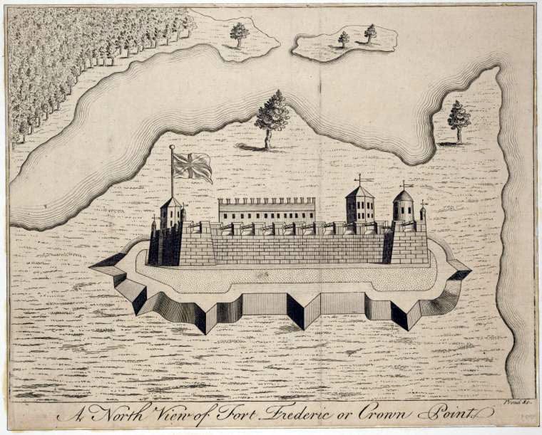Art Print : 1657, A North View of Fort Frederic or Crown Point. - Vintage Wall Art