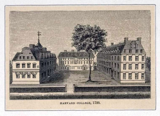 Art Print : 1657, Harvard College, 1720. - Vintage Wall Art