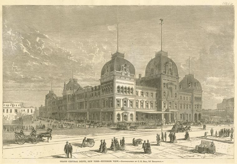Art Print : 1880, Grand Central Depot, New York, Interior View - Vintage Wall Art