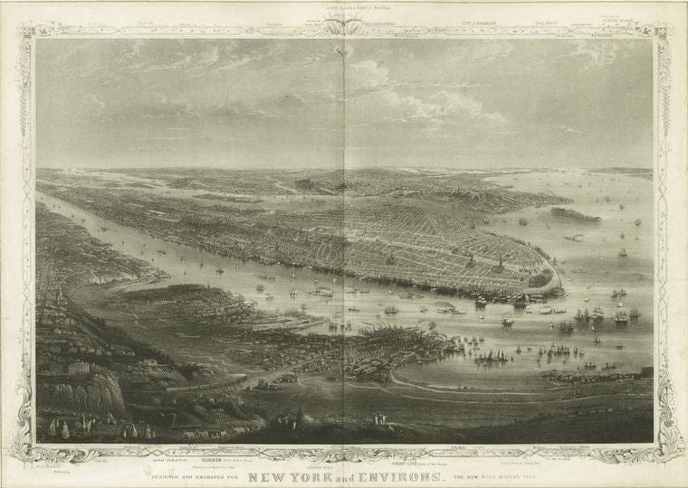 Art Print : 1828, New York and Environs - Vintage Wall Art