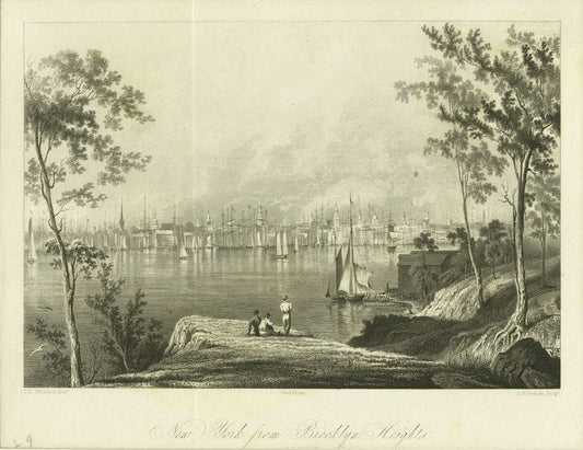 Art Print : 1828, New York from Brooklyn Heights - Vintage Wall Art