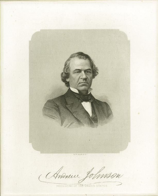 Art Print : 1880, Andrew Johnson President of The United States - Vintage Wall Art