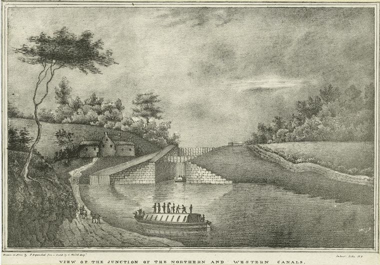 Art Print : 1801, View of The Junction of The Northern and Western canals - Vintage Wall Art