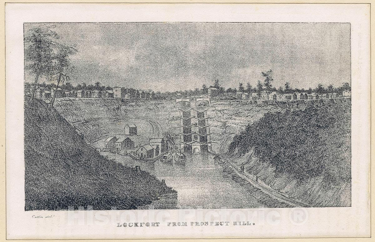 Art Print : 1801, Lockport from Prospect Hill - Vintage Wall Art