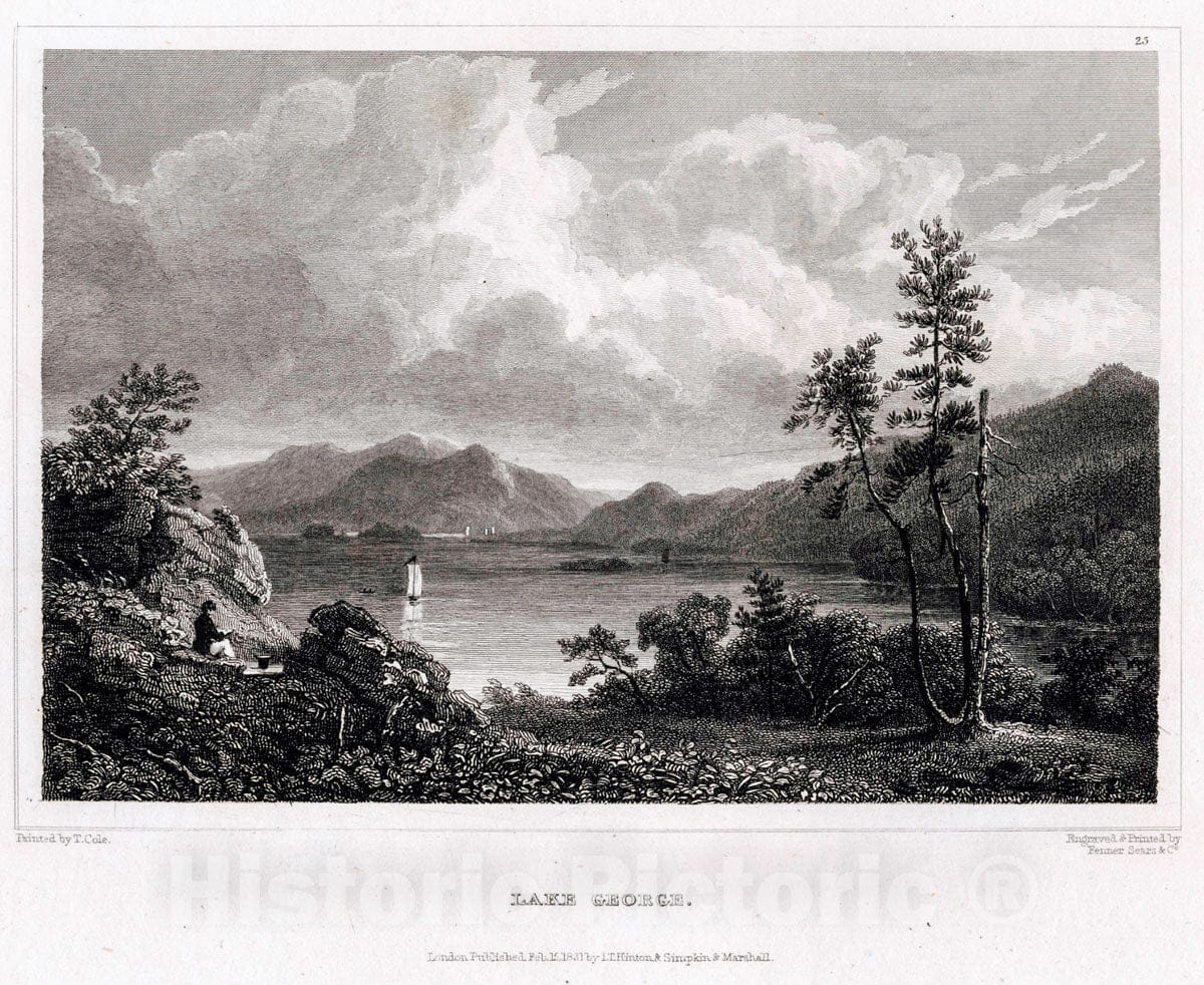 Art Print : 1798, Lake George - Vintage Wall Art