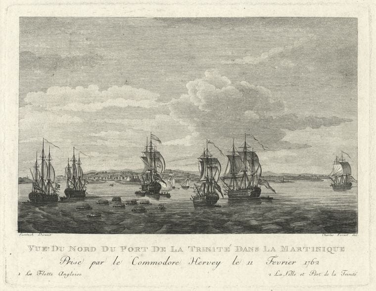 Art Print : 1778, Vue du nord du Port de la Trinite Dans la Martinique - Vintage Wall Art